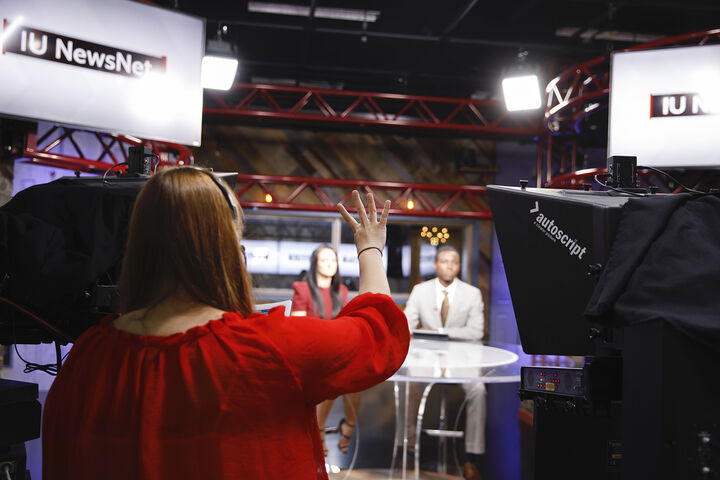 Media School students work on an IU News TV broadcast